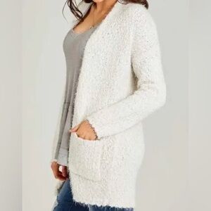 Altar’d State Fuzzy White Women's Cardigan Sweater Size M